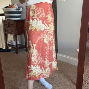 Vintage Y2K Liz Claiborne Linen Floral Maxi Midi Skirt